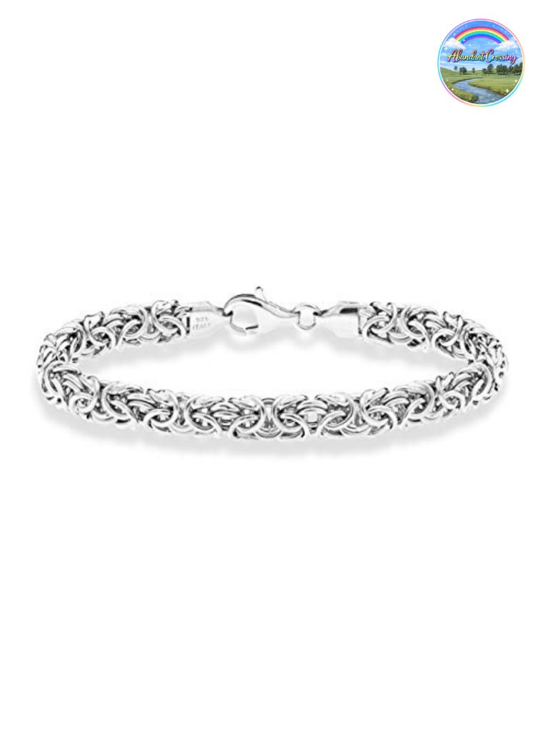 Italian 925 Sterling Silver Byzantine Link Bracelet Handmade